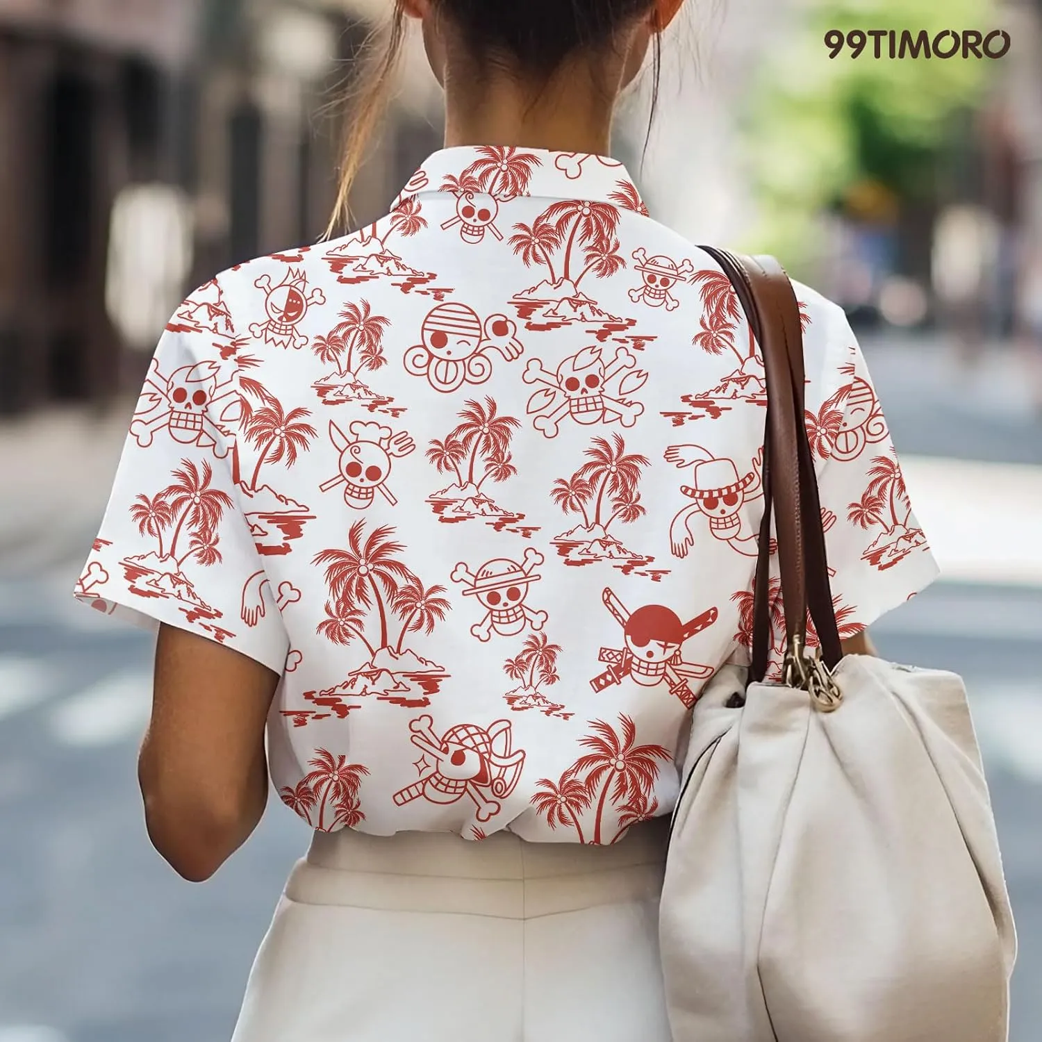 99TIMORO Game Character Hawaiian Shirt, Anime Movie Short Sleeve, Funny Print Button Down Top