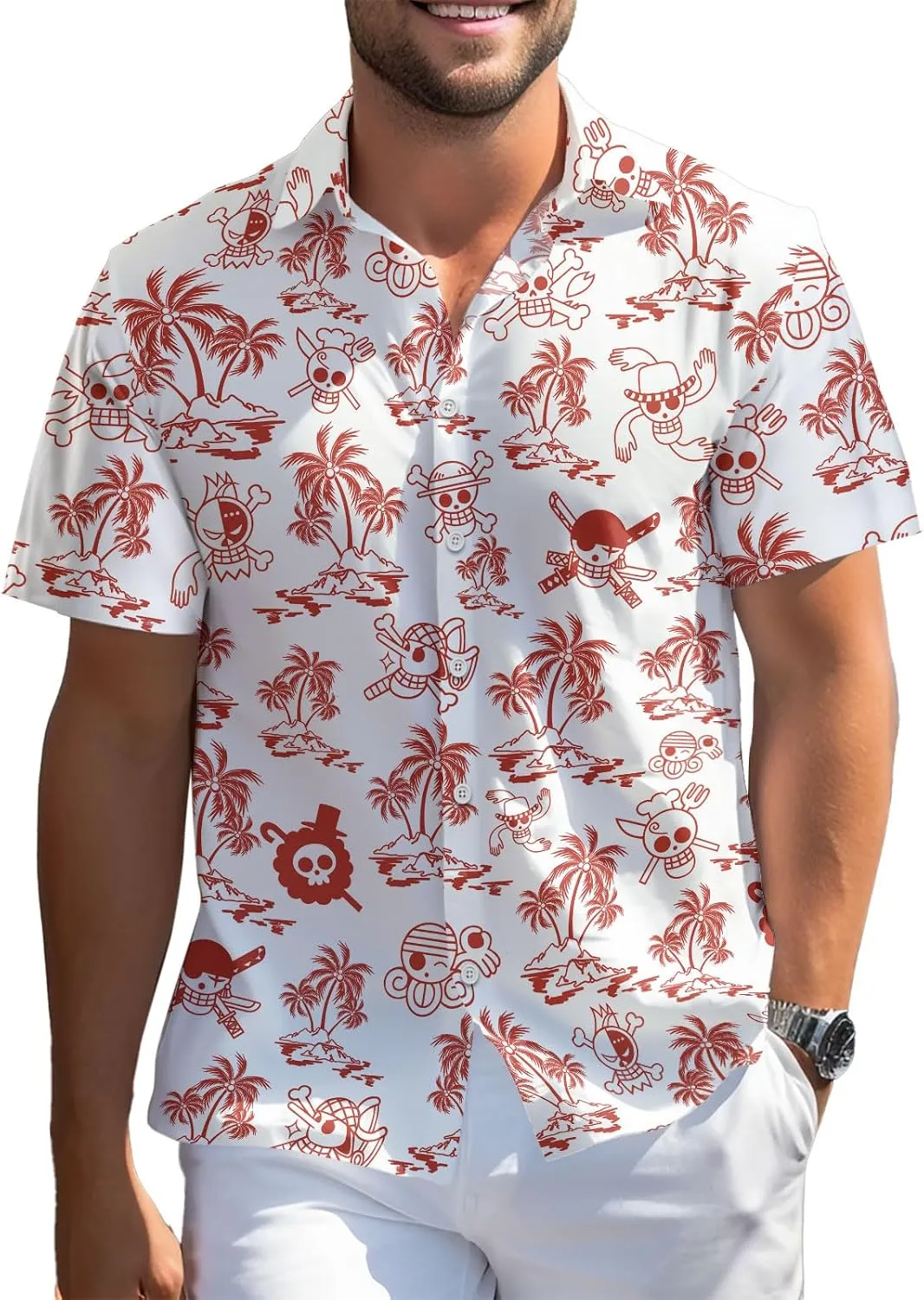 99TIMORO Game Character Hawaiian Shirt, Anime Movie Short Sleeve, Funny Print Button Down Top