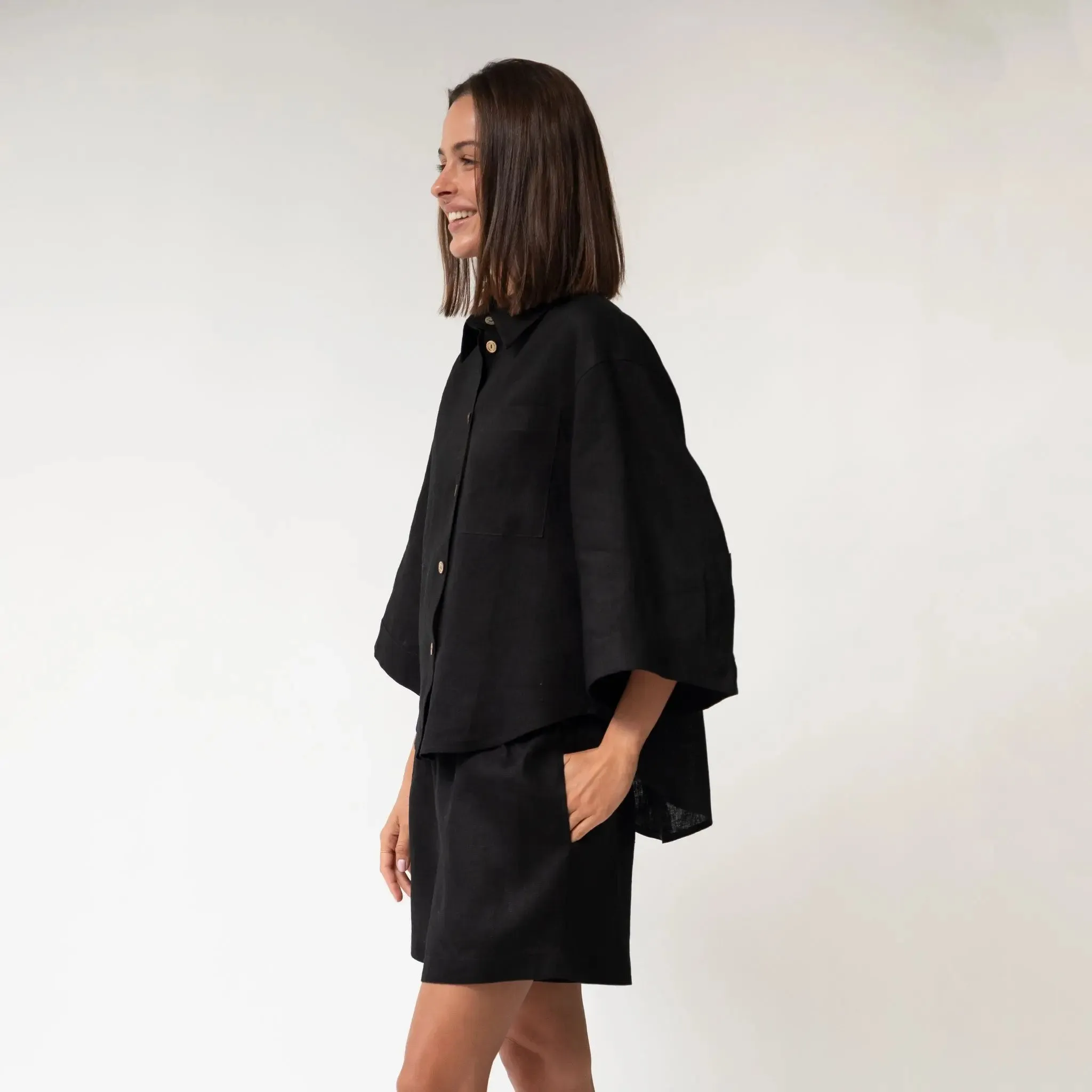 Black Heavy Linen Shirt Perfect Days