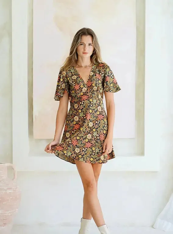 Black V-Neck Short Dress