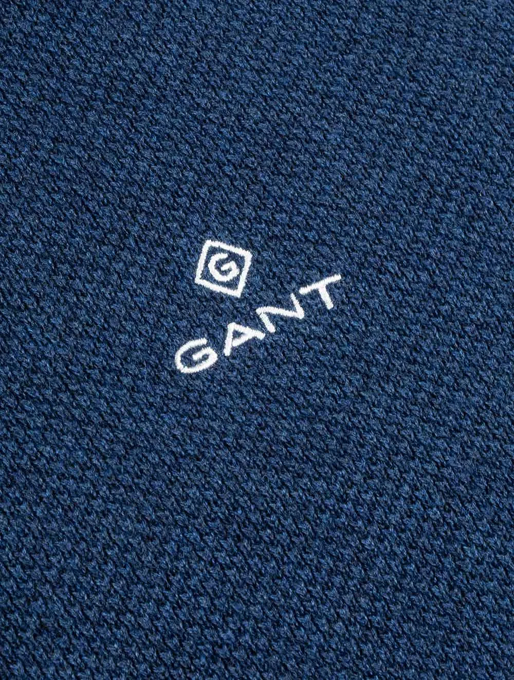 Cotton Piqué Crew Sweater Evening Blue