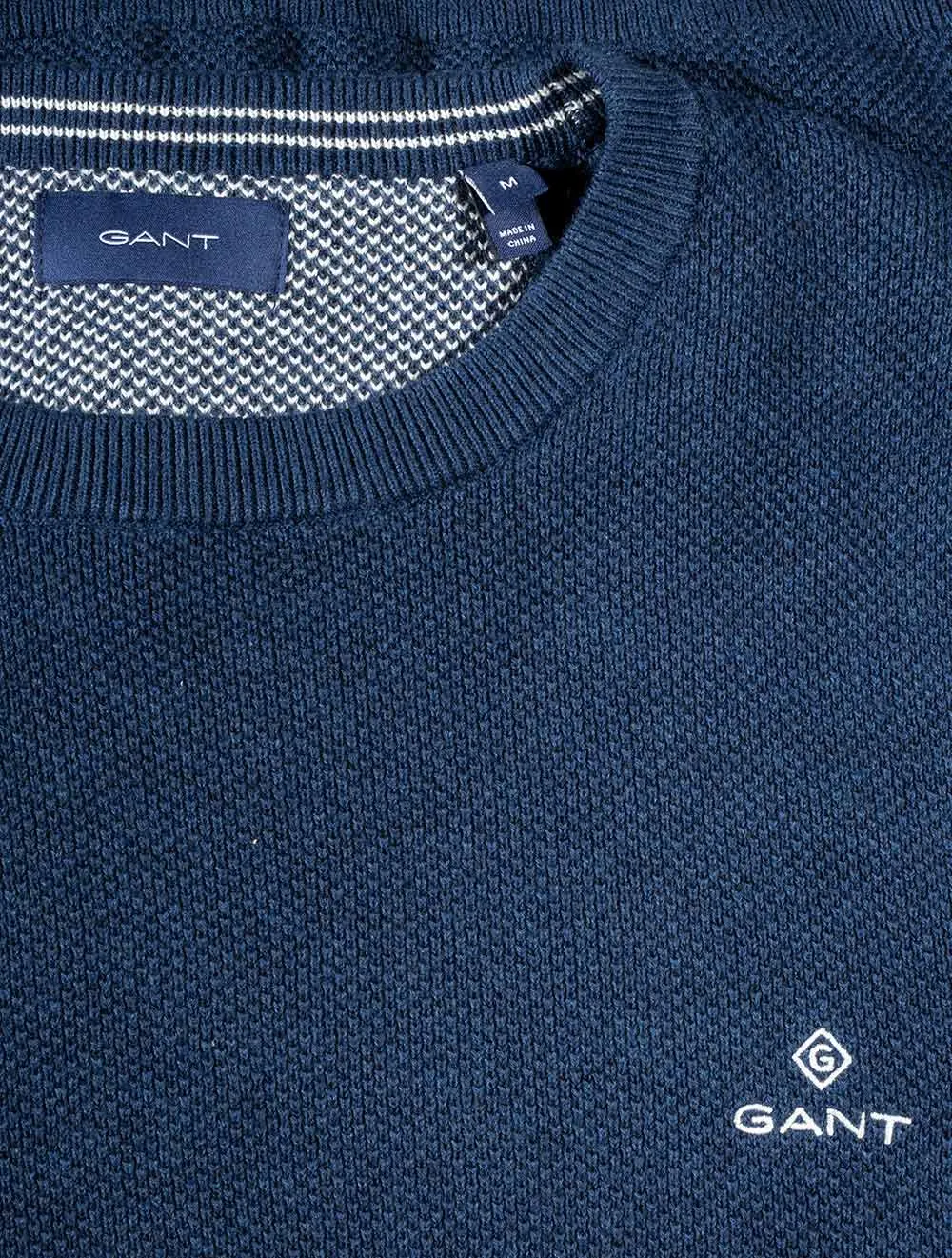 Cotton Piqué Crew Sweater Evening Blue