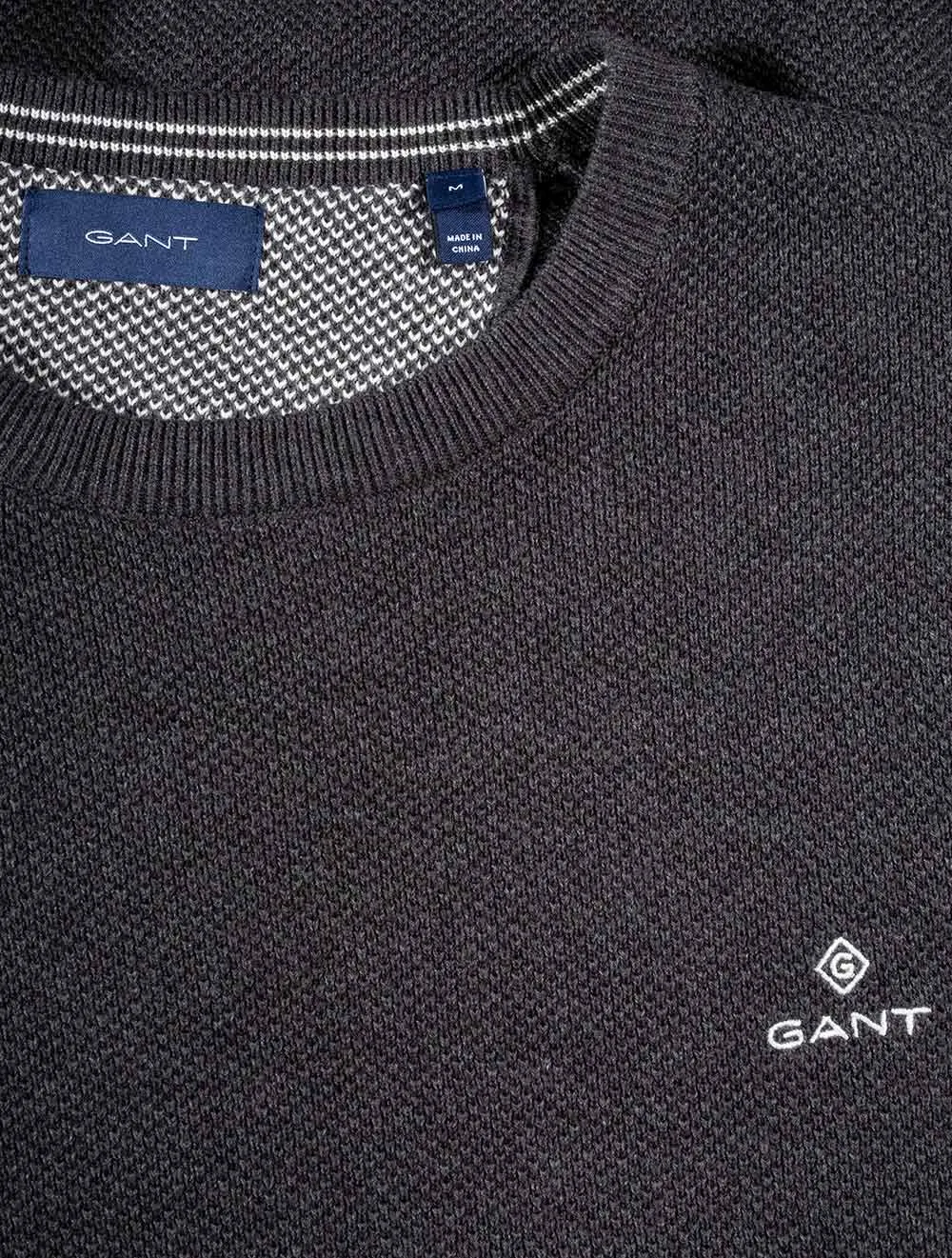 Cotton Piqué Crew Sweater Evening Blue