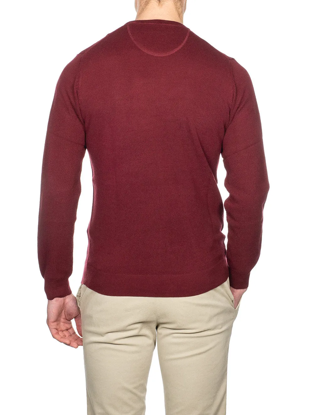 Cotton Piqué Crew Sweater Evening Blue