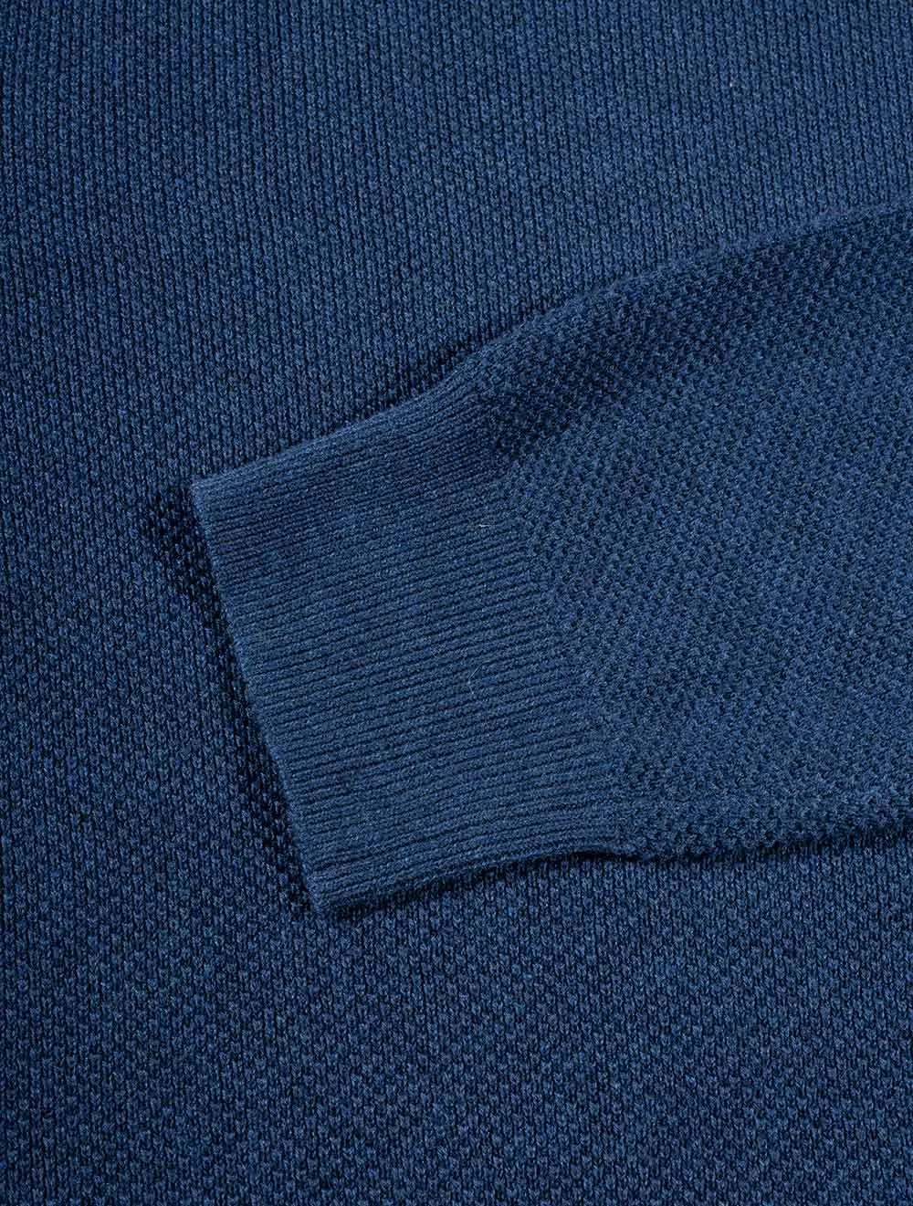 Cotton Piqué Crew Sweater Evening Blue