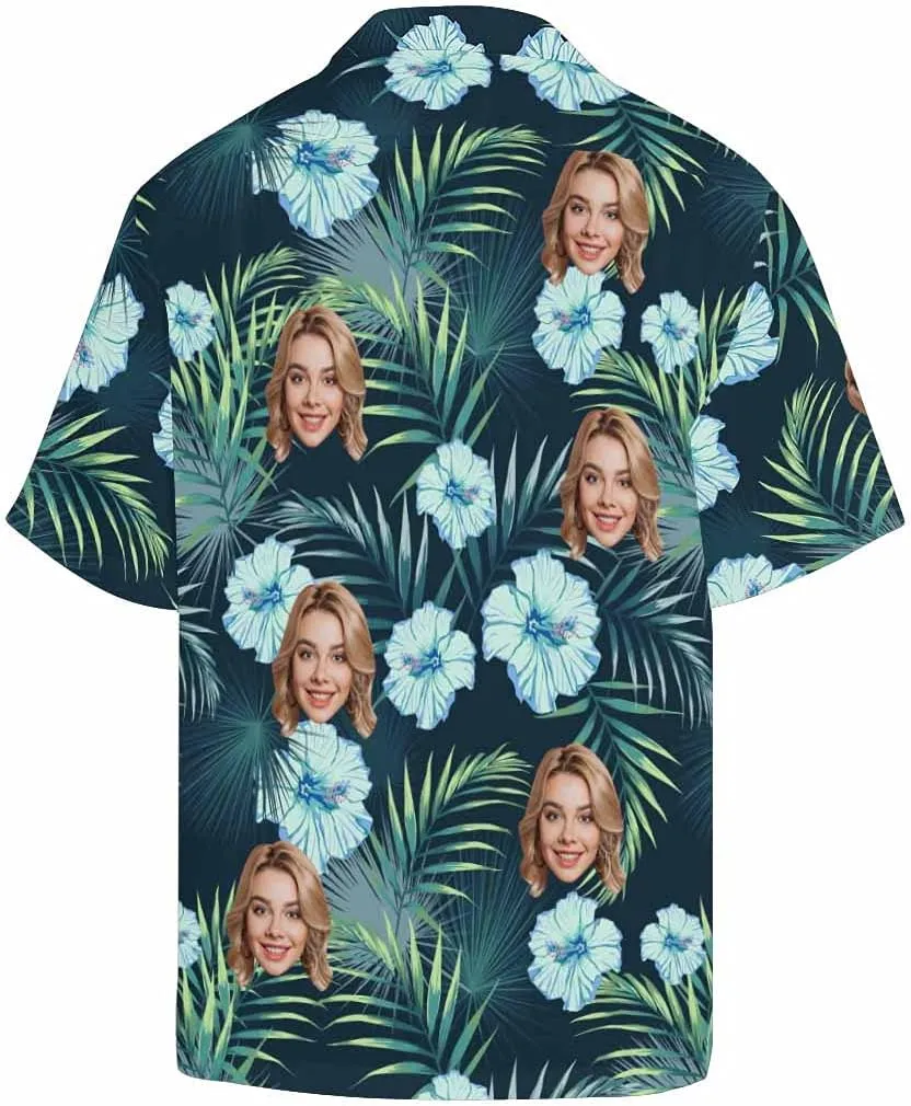 Custom Tropical Floral Hawaiian Shirt with Face for Men Personalized BF Husbands Photo Men Aloha Beach Fruit Flower Shirts