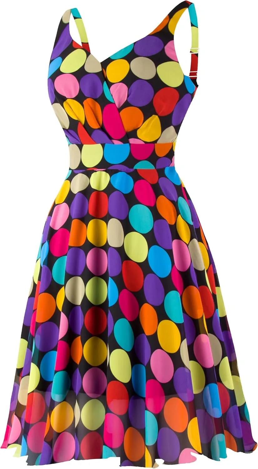 Dressever Summer Cocktail Dress V-Neck Adjustable Spaghetti Strap Chiffon Sundress