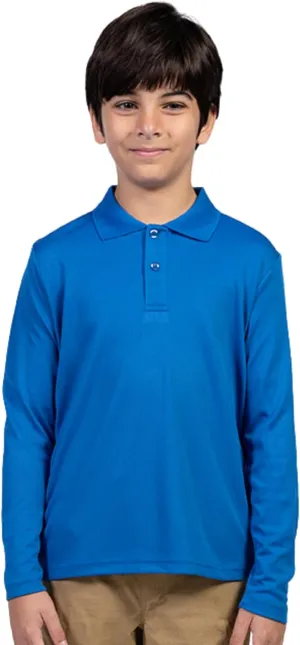 INGEAR Boys Golf Polo Long Sleeve Shirts Performance Active Wear Polo for Tennis and Casual Wear - Versatile Boys Polo Shirts