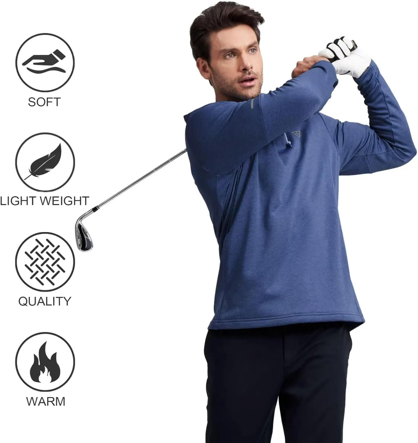 M MAELREG Hoodies for Men Golf Fleece Hooded Sweatshirts Dry Fit Athletic Lightweight Casual Midlayer Mens Hoodies Pullover