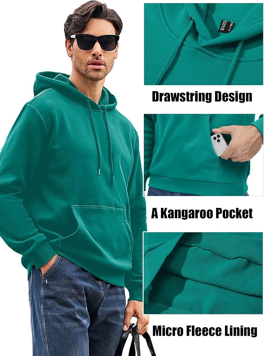 MAGCOMSEN Men's Active Hoodies Fleece Lined Sweatshirts Casual Athletic Workout Pullover With Kangaroo Pocket