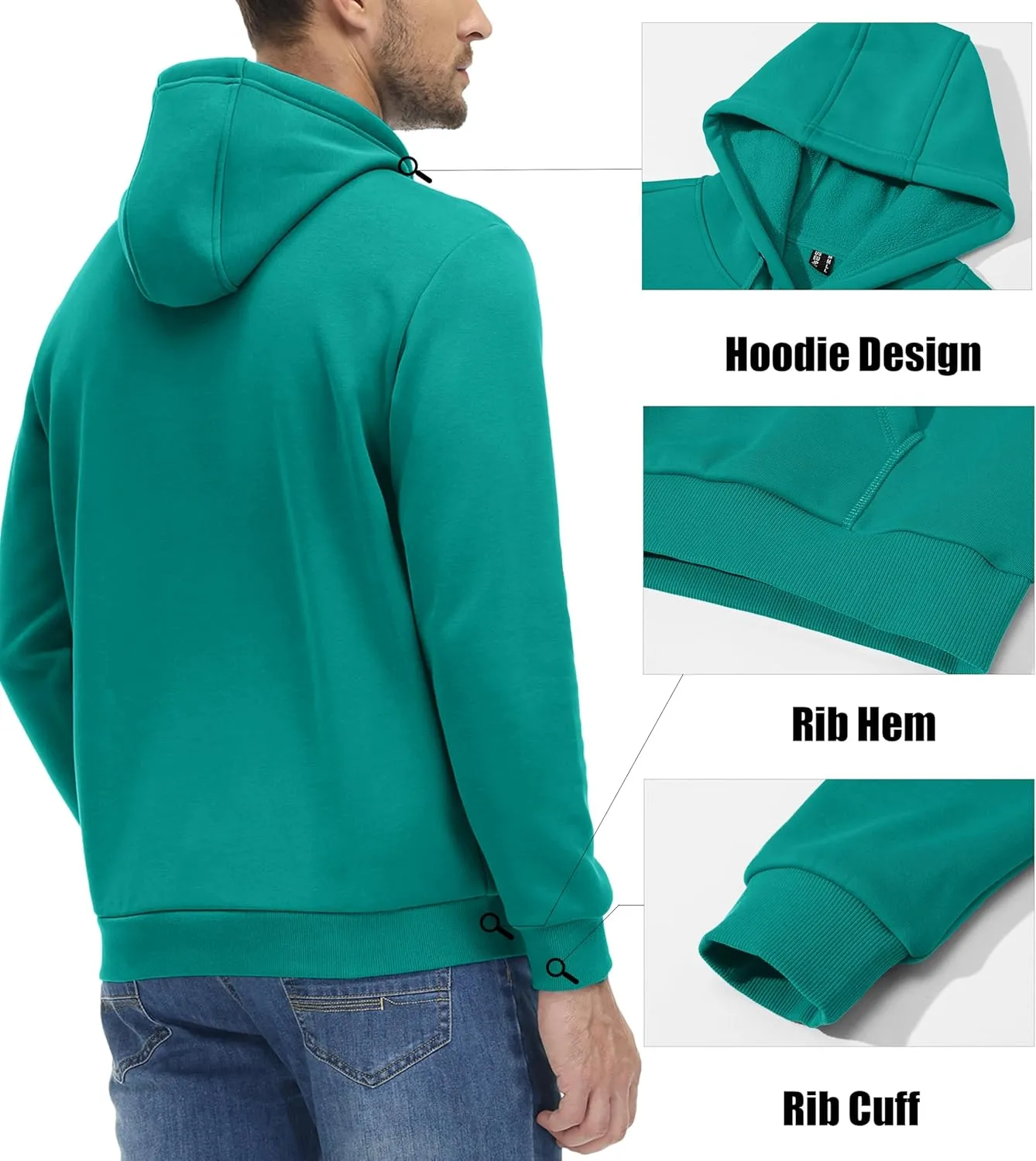 MAGCOMSEN Men's Active Hoodies Fleece Lined Sweatshirts Casual Athletic Workout Pullover With Kangaroo Pocket