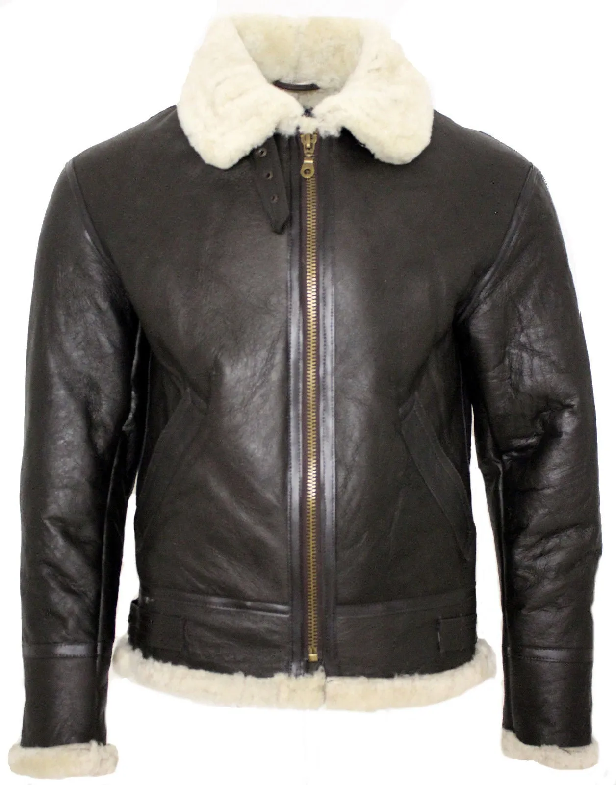 Men's Classic Real Sheepskin Pilot flying Bomber Aviator B3 Shearling Leather Jakets