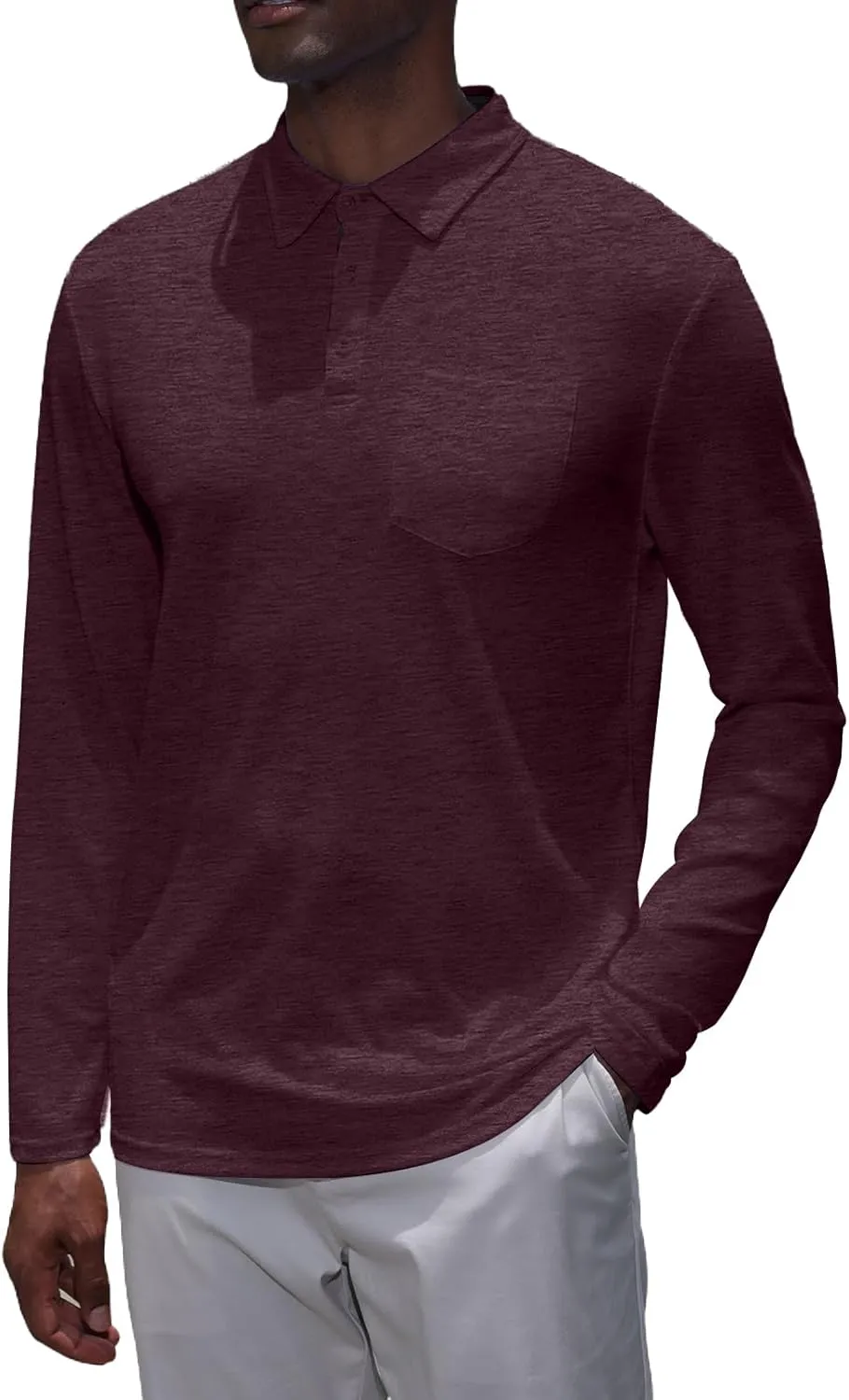 Mens Knit Polo Shirts Long Sleeve Classic Polo Shirts Classic Button Basic Shirt Solid Color Golf Shirts