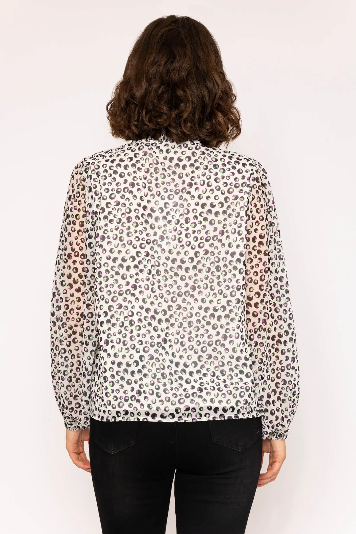 Multicolour Long Sleeve Chiffon V-Neck Blouse