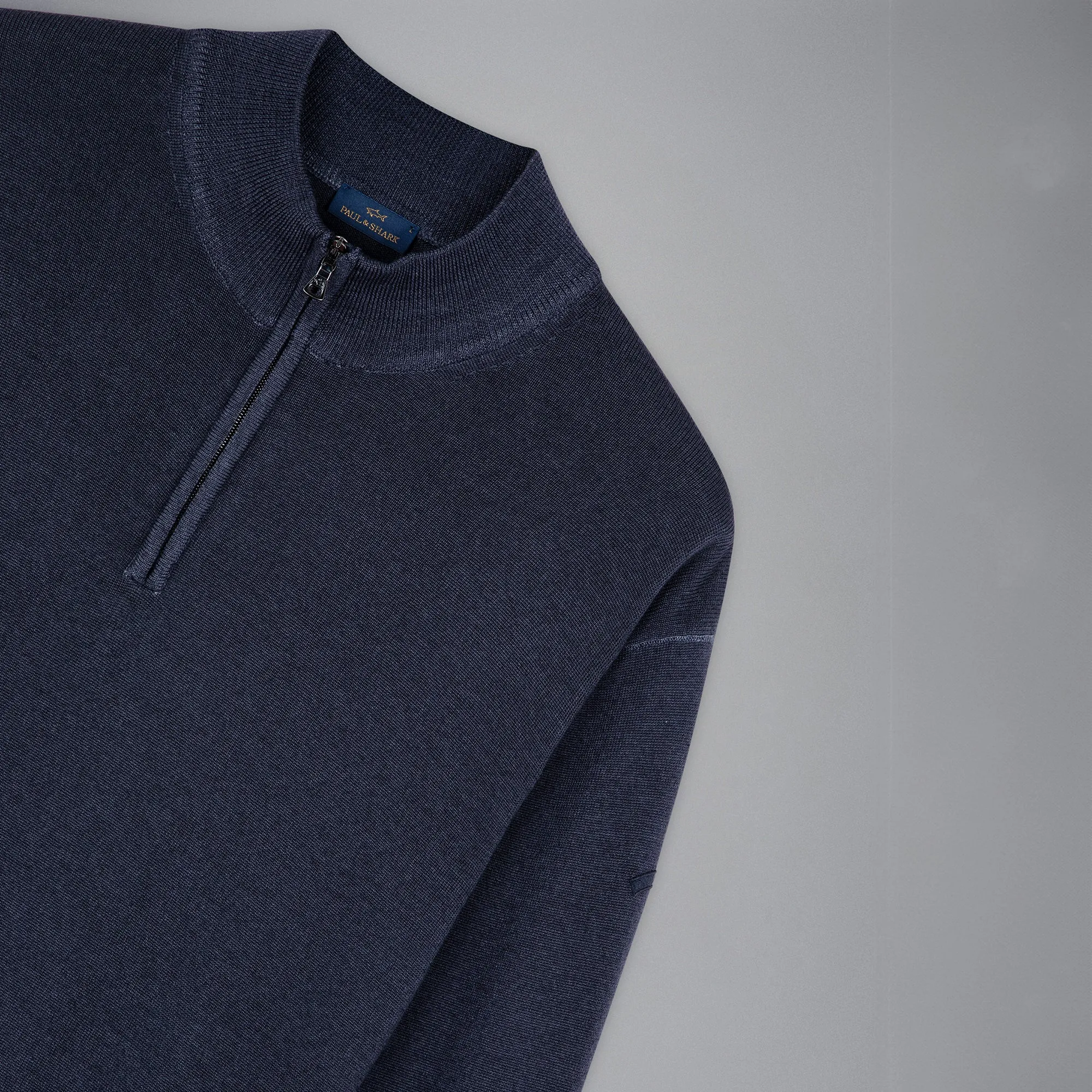 Navy Garment Dyed Wool Half-Zip Sweater - Paul Shark