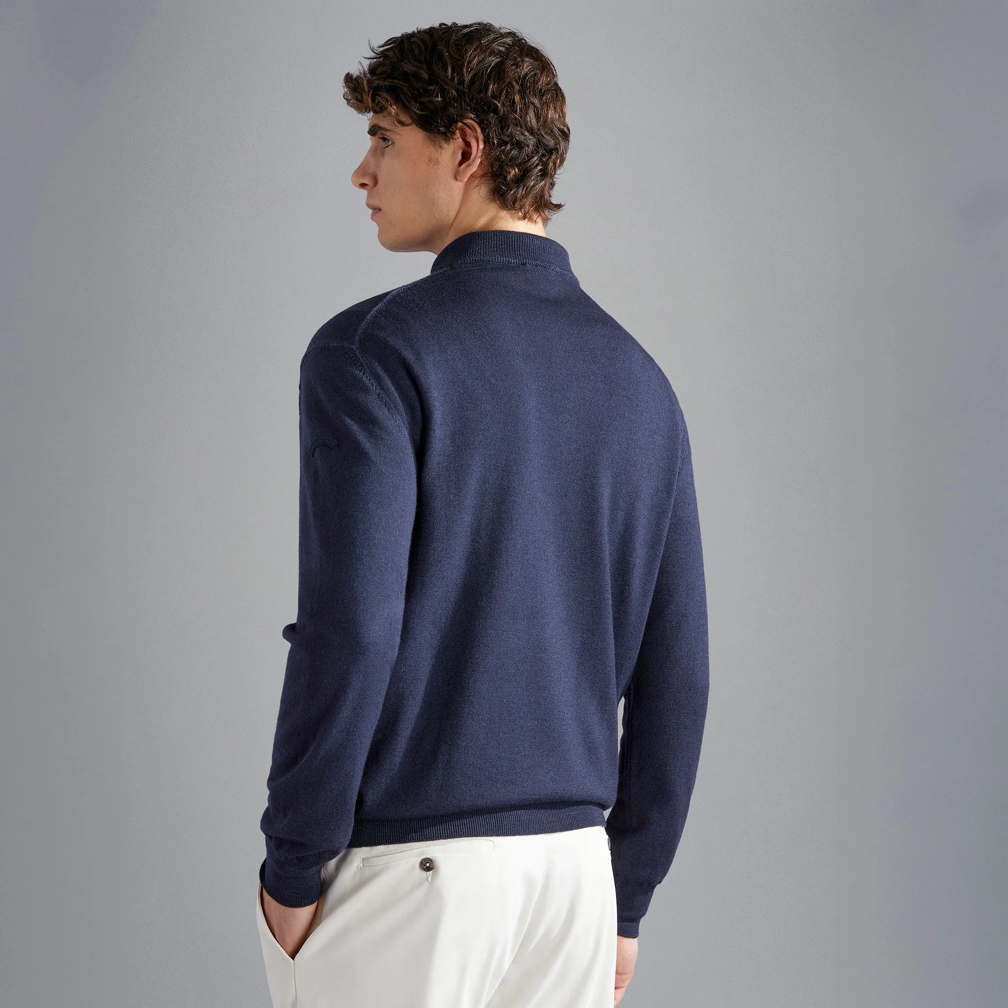 Navy Garment Dyed Wool Half-Zip Sweater - Paul Shark