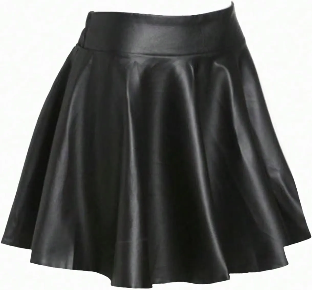 OYOANGLE Women's Plus Size PU Leather High Waisted Ruffle A Line Short Skirt Flared Skater Skirts