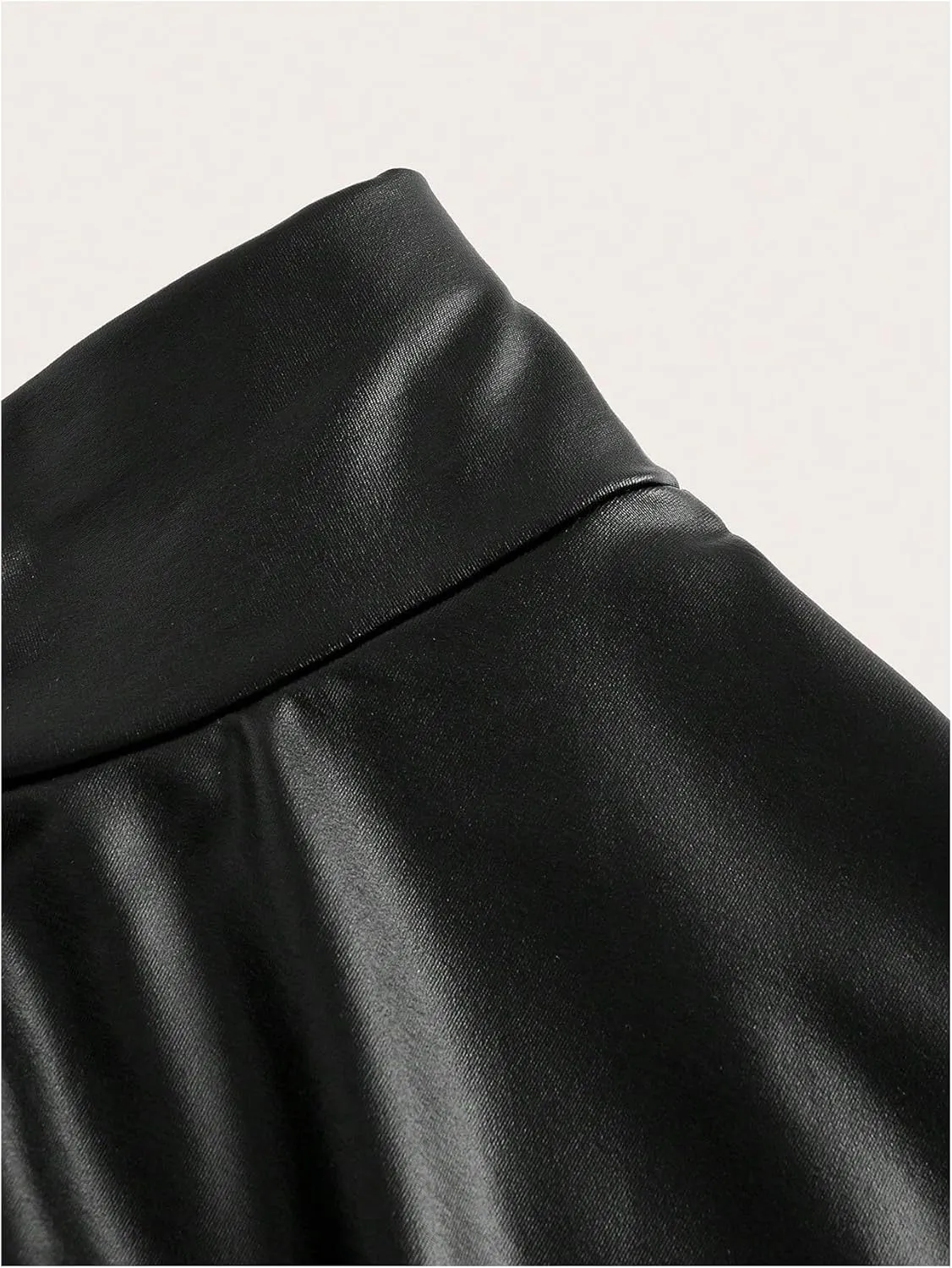 OYOANGLE Women's Plus Size PU Leather High Waisted Ruffle A Line Short Skirt Flared Skater Skirts
