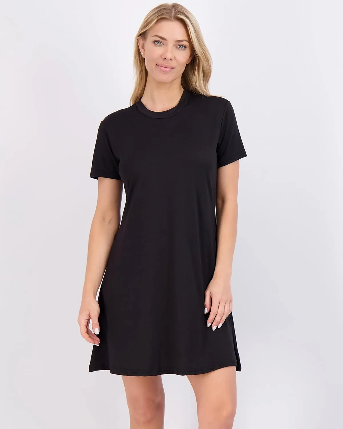Real Essentials 3-Pack: Women's Super-Soft Short Sleeve Dress Loose Casual Plain Simple Summer T-Shirt (Available in Plus)