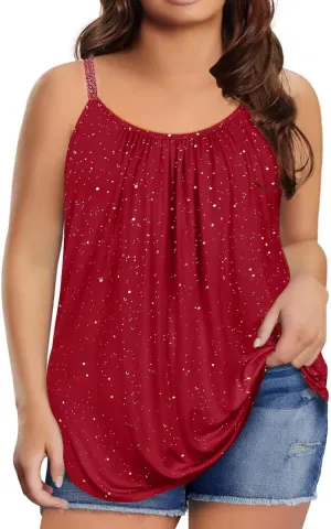 RITERA Women's Plus Size Tank Tops Flowy Tops Adjustable Strappy Loose Shirts XL-5XL