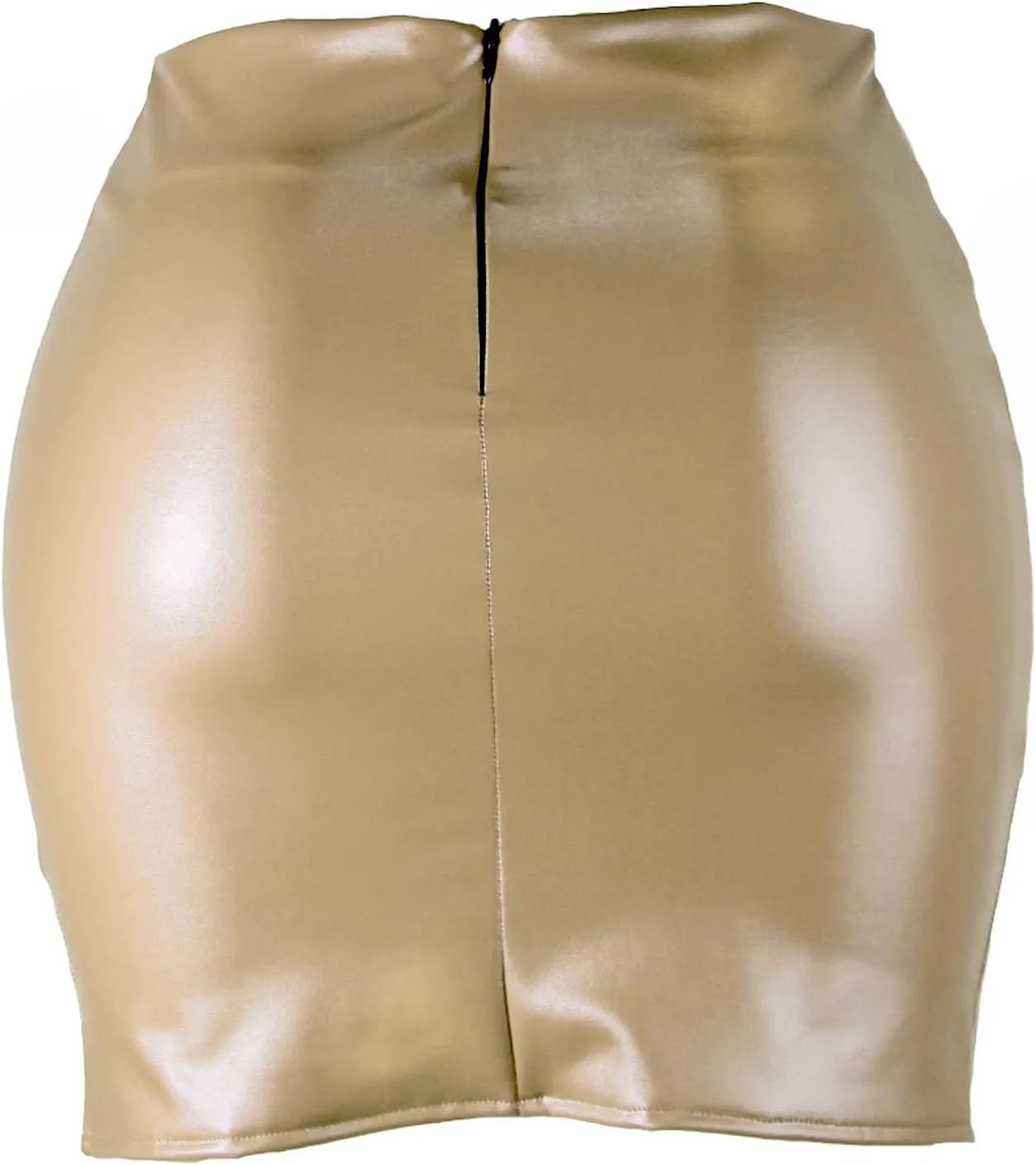 SERYU Women's Stretch Faux PU Leather Slit Bodycon Mini Skirt High Waist Split Short Pencil Skirts