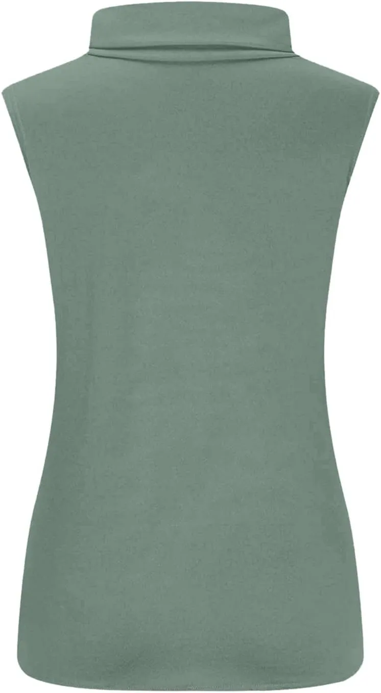 Sleeveless Turtlenecks for Women 2025 Summer Casual Tunic Mock Tank Tops Slim Fit Stretchy Layer Trendy Ladies Blouses