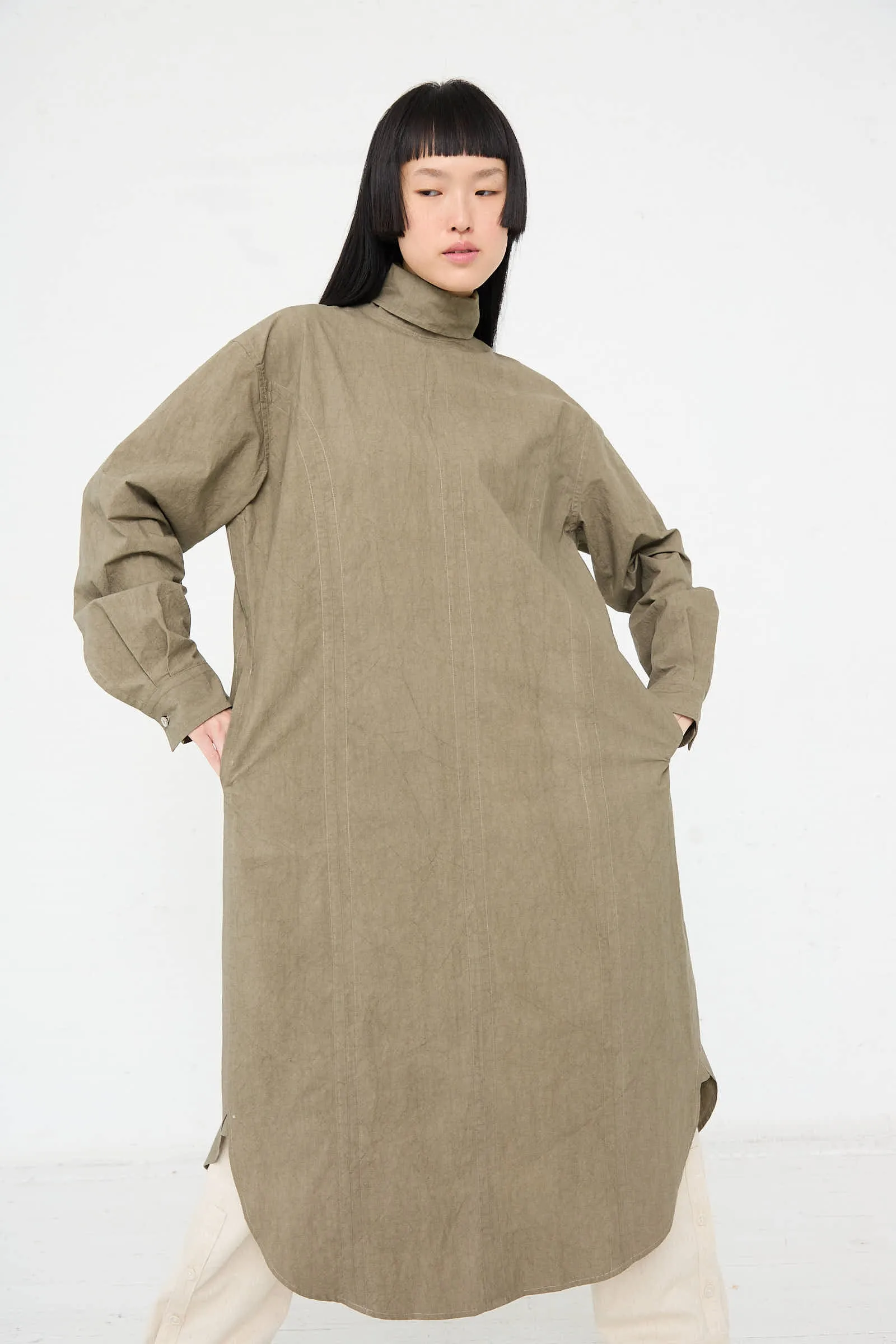 Soft Collar Shirt Dress in Clay