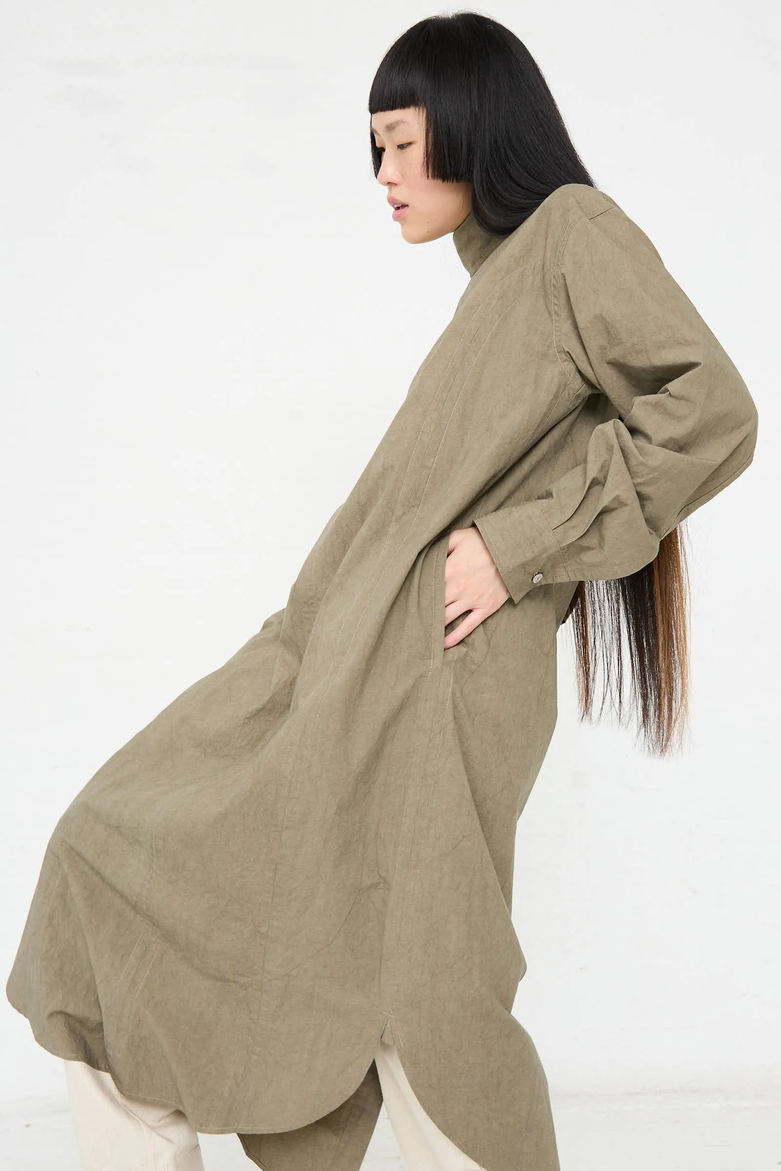 Soft Collar Shirt Dress in Clay