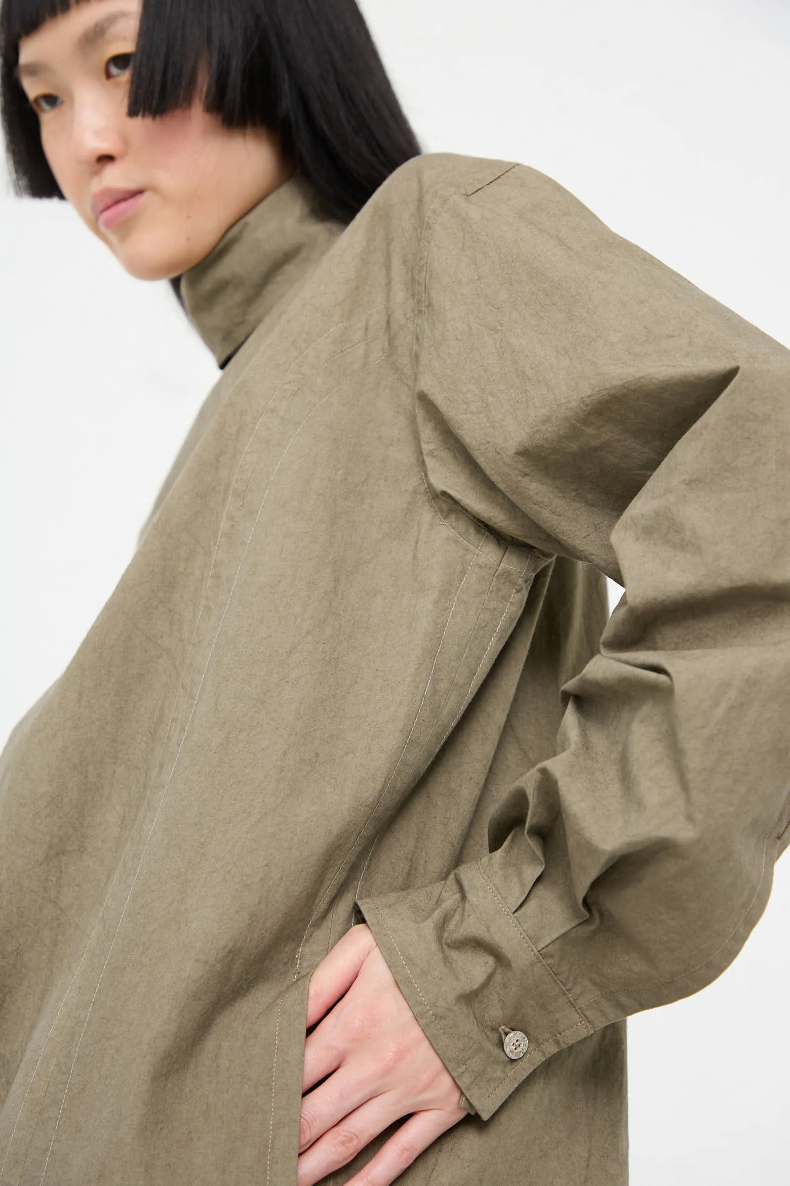 Soft Collar Shirt Dress in Clay