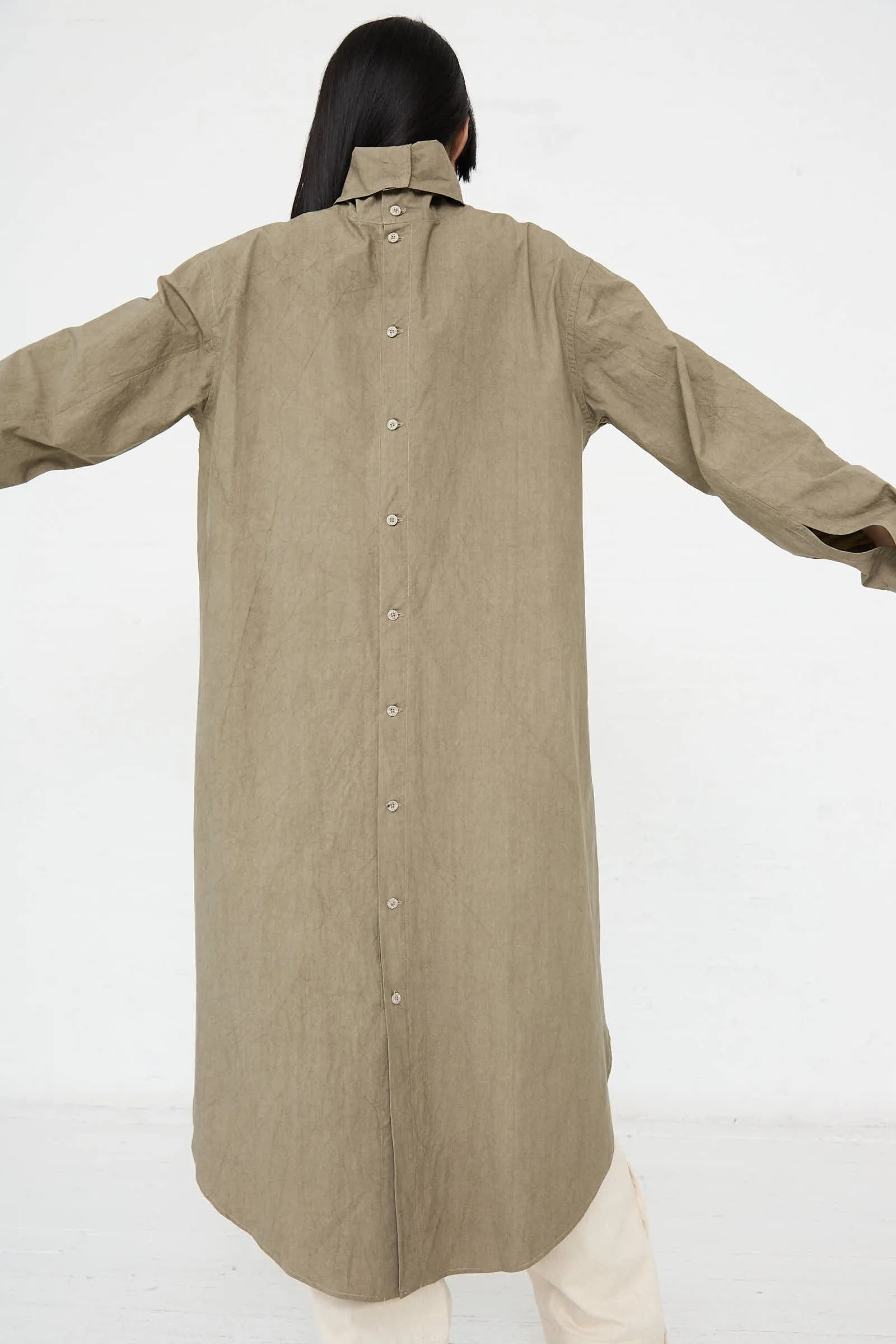 Soft Collar Shirt Dress in Clay