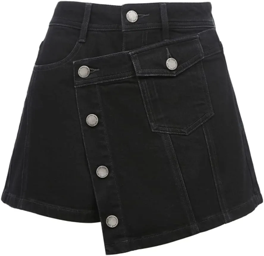 Solid Color High Waist Asymmetrical Culottes Shorts Jeans Women's Denim Shorts Short Skirt
