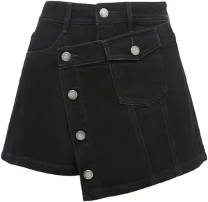 Solid Color High Waist Asymmetrical Culottes Shorts Jeans Women's Denim Shorts Short Skirt