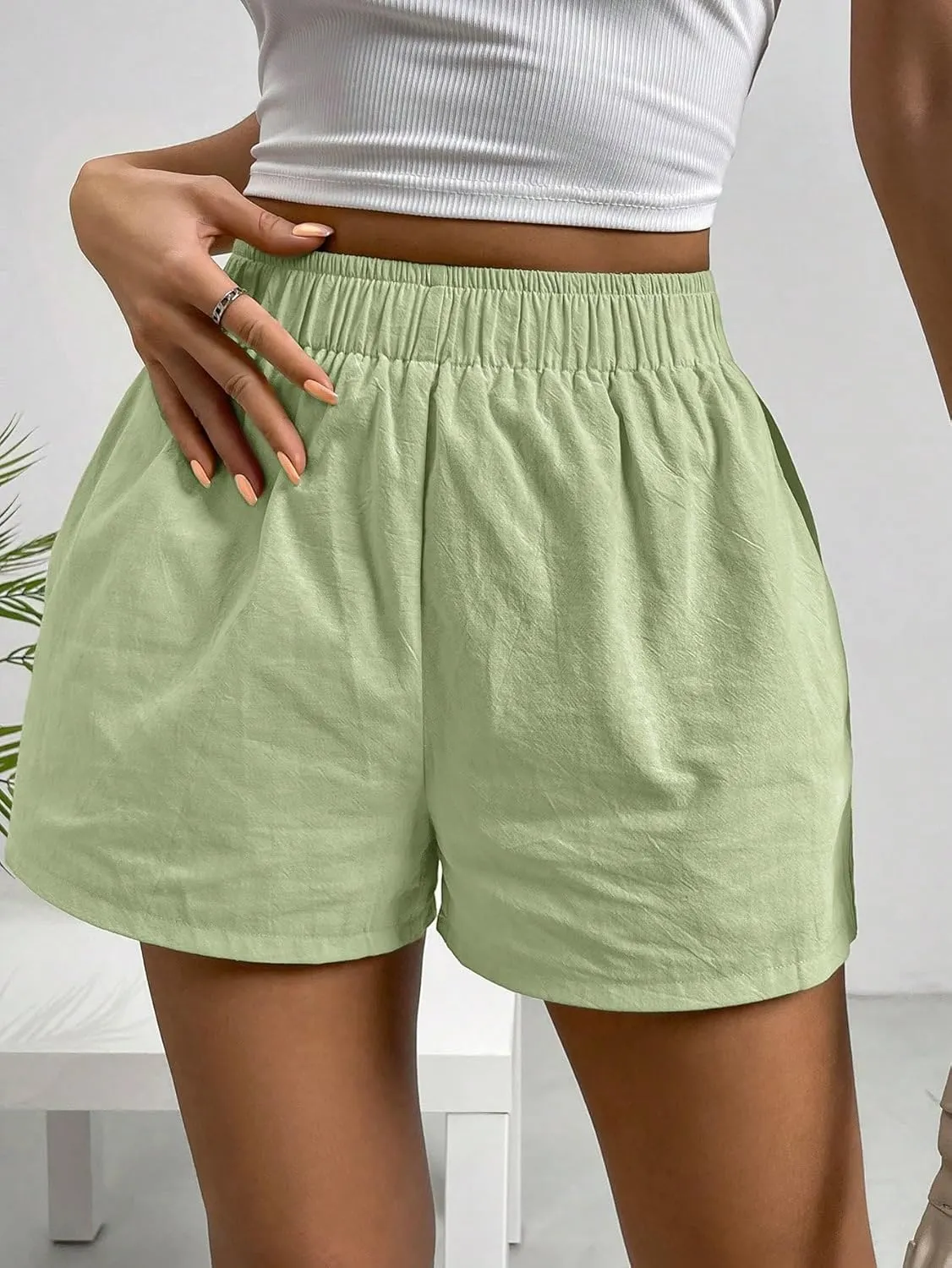 SweatyRocks Women's Boxer Shorts with Pockets Elastic Waist Casual Lounge Shorts