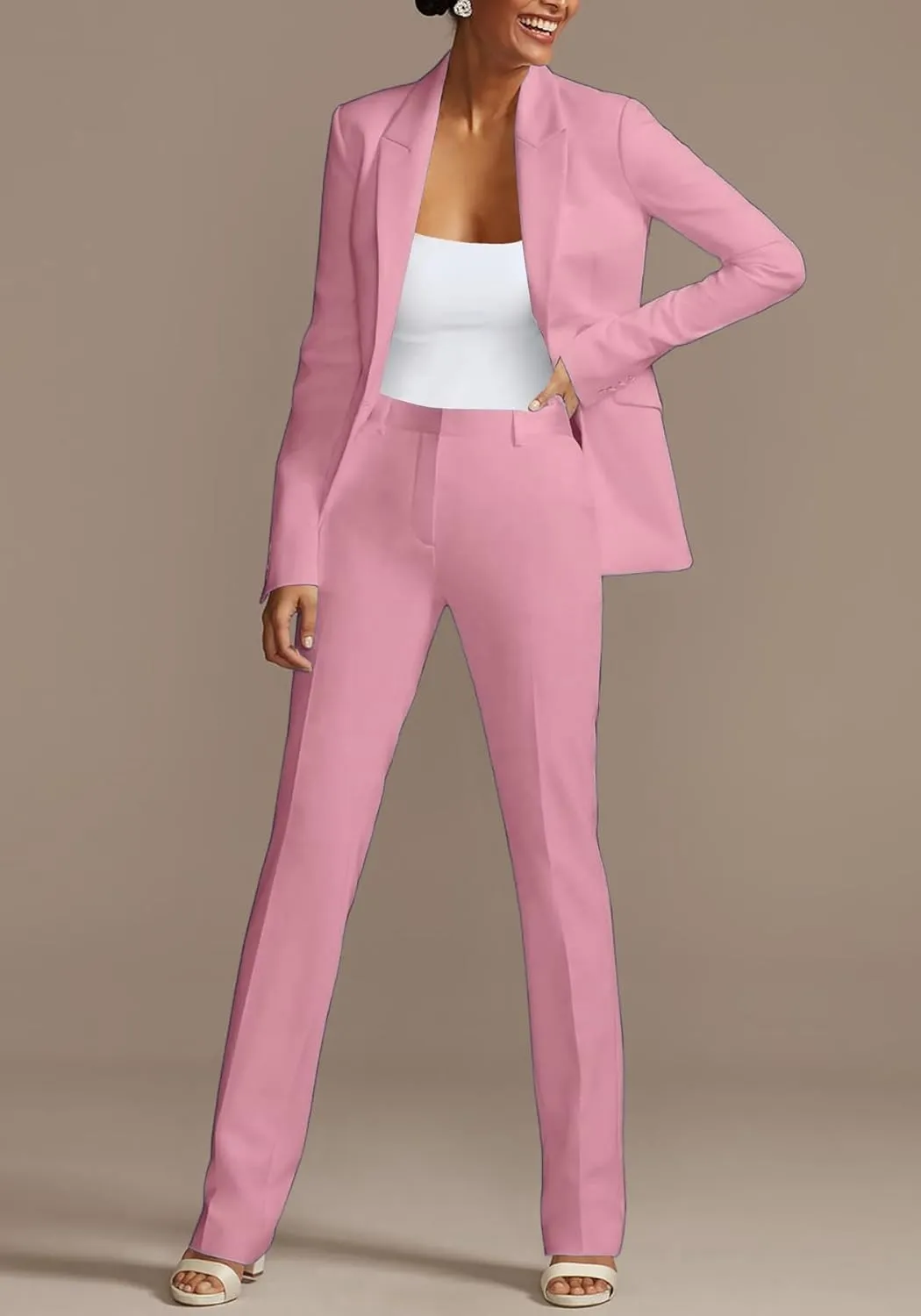 Tcremisa Women's Fashion Fall 2 Piece Pant Suit Dressy Long Sleeve Blazer and Slim Fit Pants Set Business Outfits