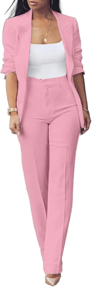 Tcremisa Women's Fashion Fall 2 Piece Pant Suit Dressy Long Sleeve Blazer and Slim Fit Pants Set Business Outfits