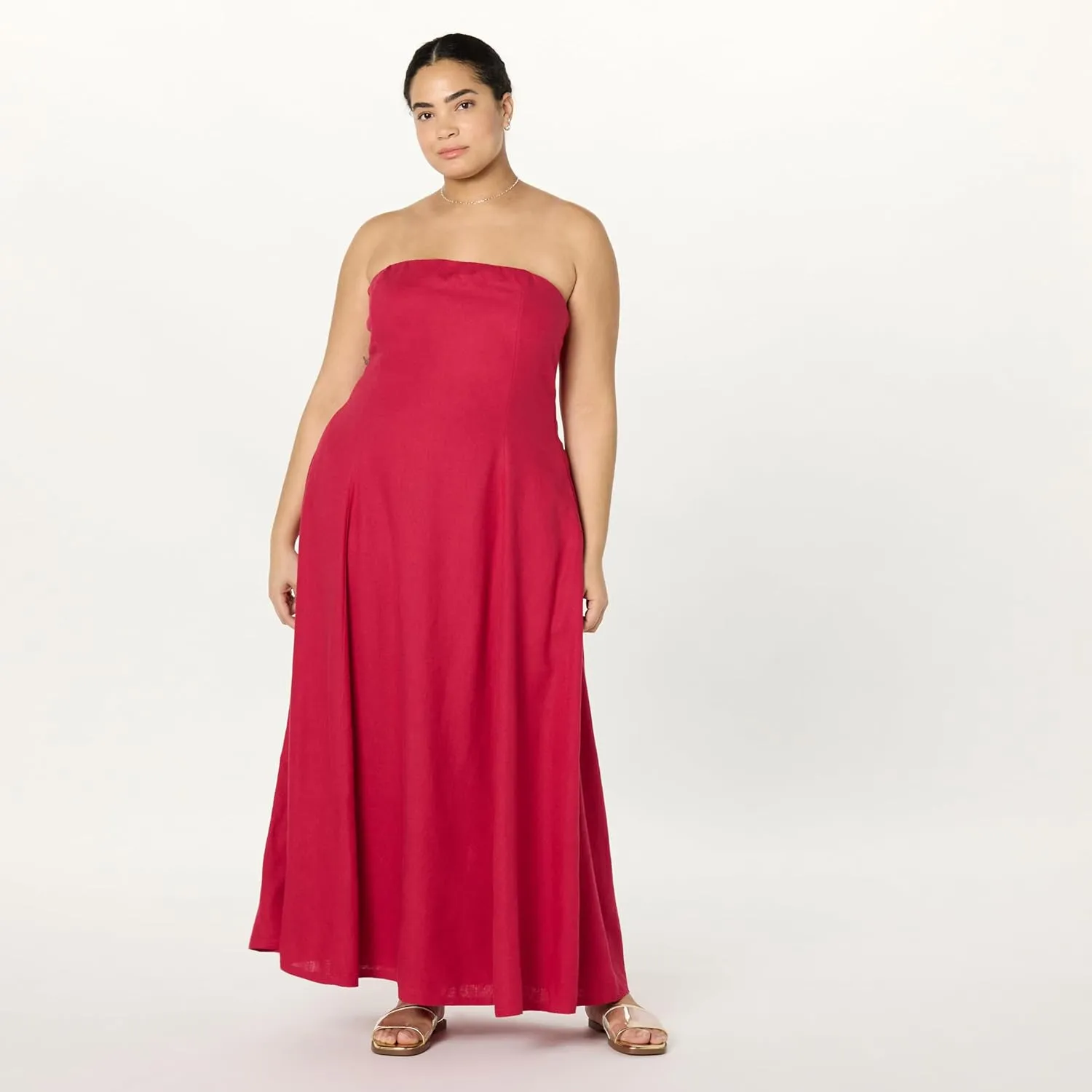 The Drop Women's Carlota Strapless Linen Maxi Dress