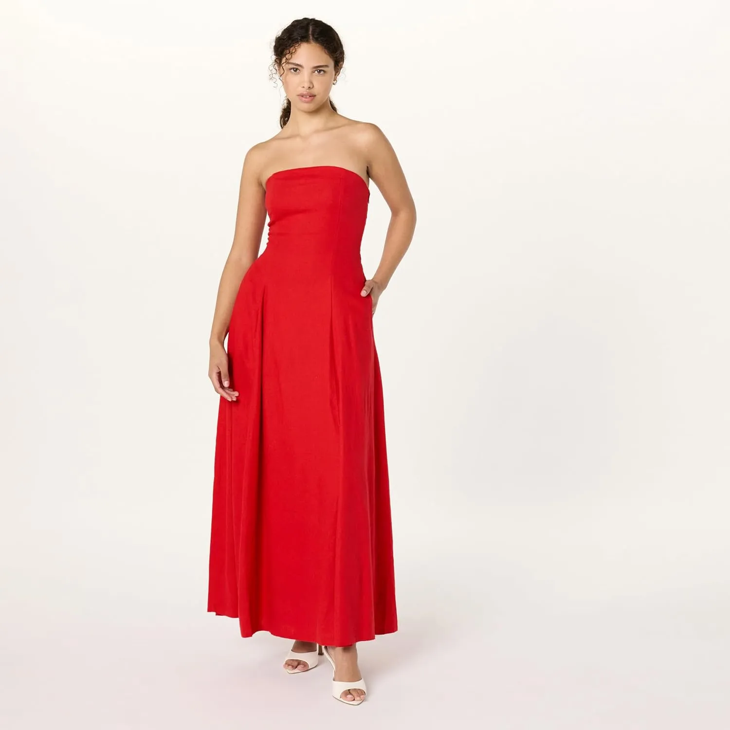 The Drop Women's Carlota Strapless Linen Maxi Dress