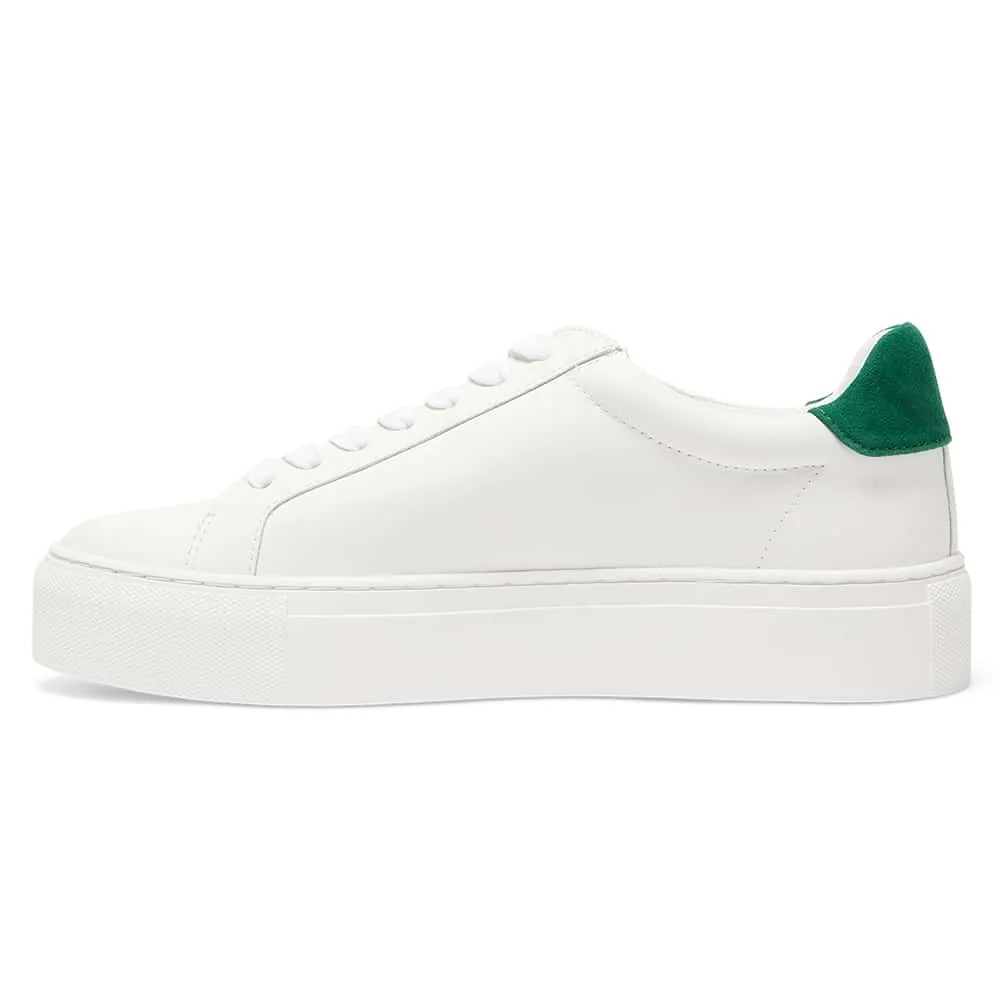 Trio Sneaker in White And Green Leather