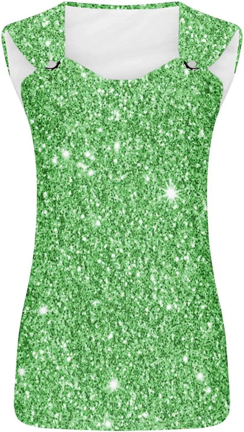 Wkishenl Sequin Tank Tops for Women Sexy Sleeveless V Neck Sparkle Shirts Fashion Party Club Glitter Cami Chic Disco Camisole