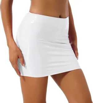 Women's PU Leather Wetlook High Waist Bodycon Mini Pencil Skirt Party Tube Skirts Clubwear