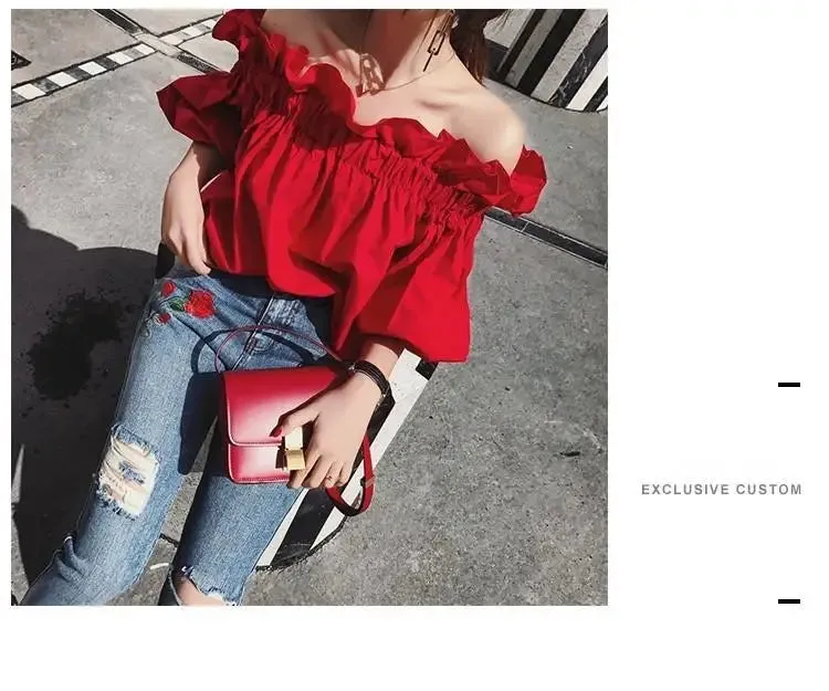 Women's Ruffled Fashion Designer Puffed Sleeves Tops T-Shirts