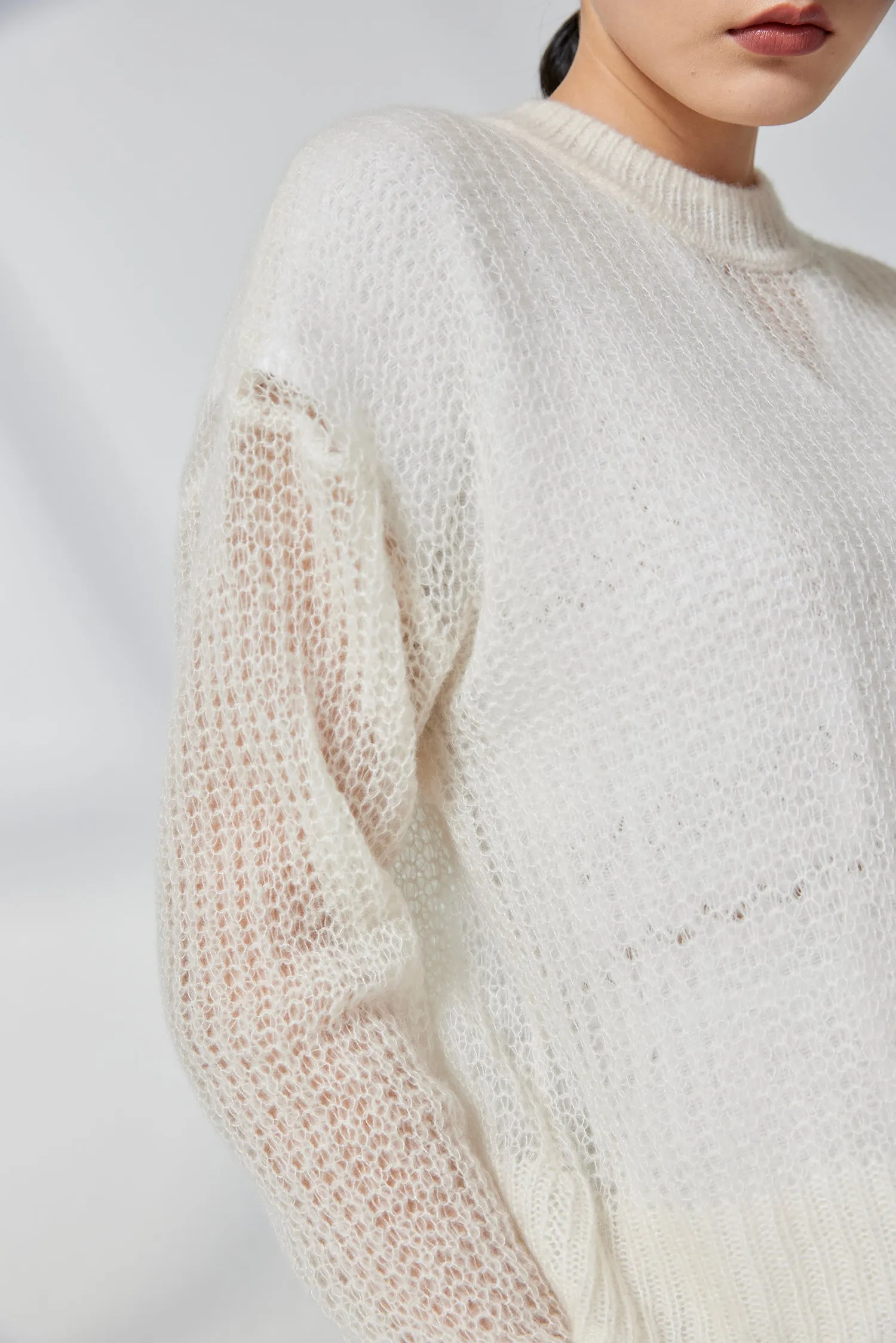 Women's Semi-sheer long-sleeved top