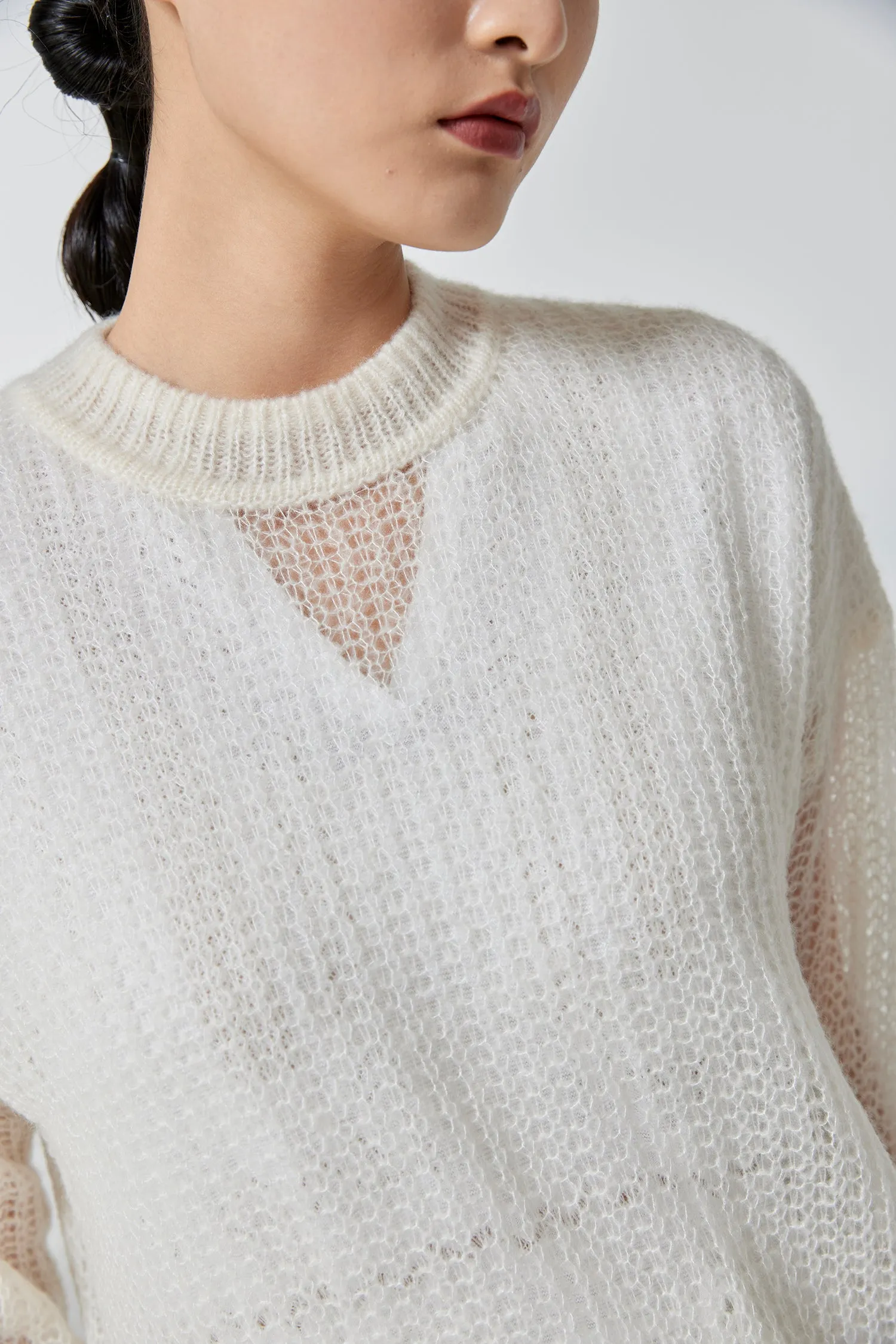 Women's Semi-sheer long-sleeved top
