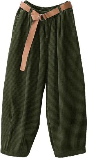 YESNO Women Baggy Cropped Pants Corduroy Casual Elastic Waist Fall Fashion 2024 Trousers with Pockets PCJ